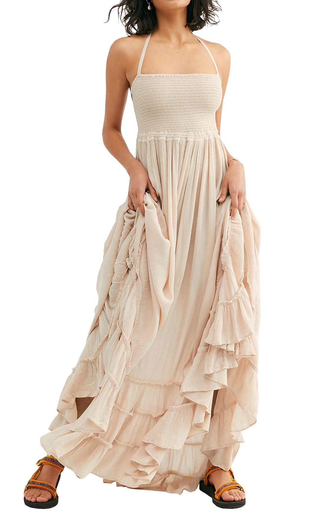 R. Vivimos Womens Summer Boho Sexy Backless Long Dresses