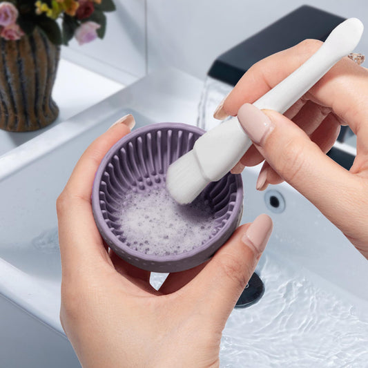 Portable Makeup Brush Cleaner Tool Scrubber Bowl Silicone Washing Dish