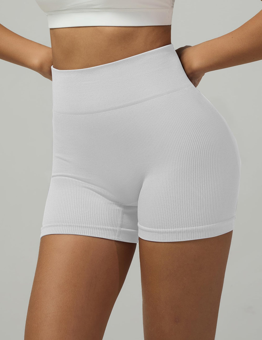 Women's High-Waisted Seamless Yoga Shorts for Fitness and Gym.