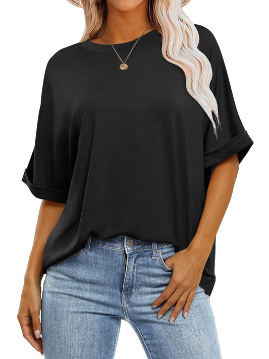 ANRABESS Women's Oversized T Shirts Short Sleeve Crewneck Summer Tops Casual Loose Basic Tee Shirts 2024 Trendy ...
