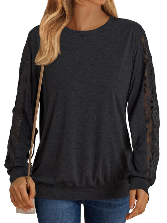 Automet Women's Long Sleeve Lace Tops for Fall Casual Fashion.