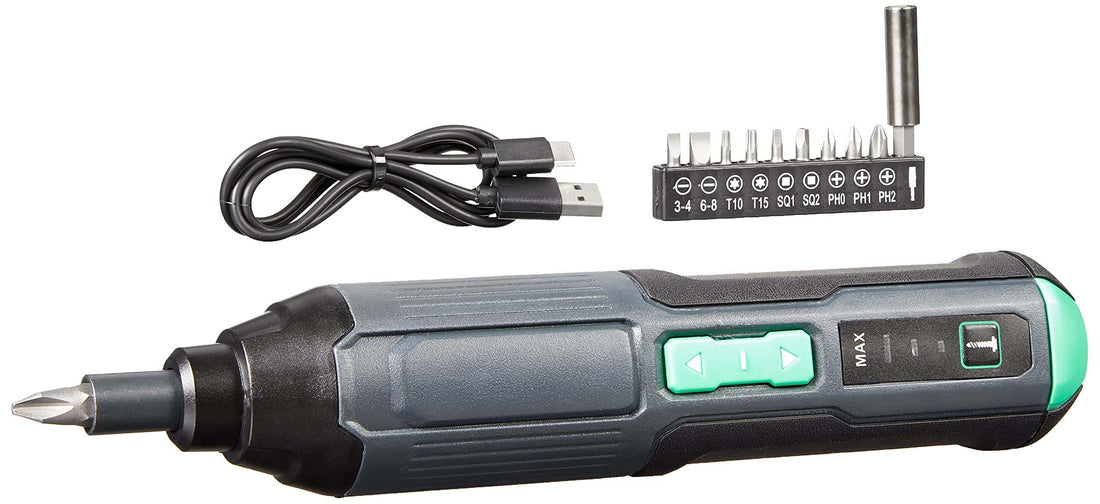 Cordless Stick Screwdriver with Bits and USB Charging Cable Set