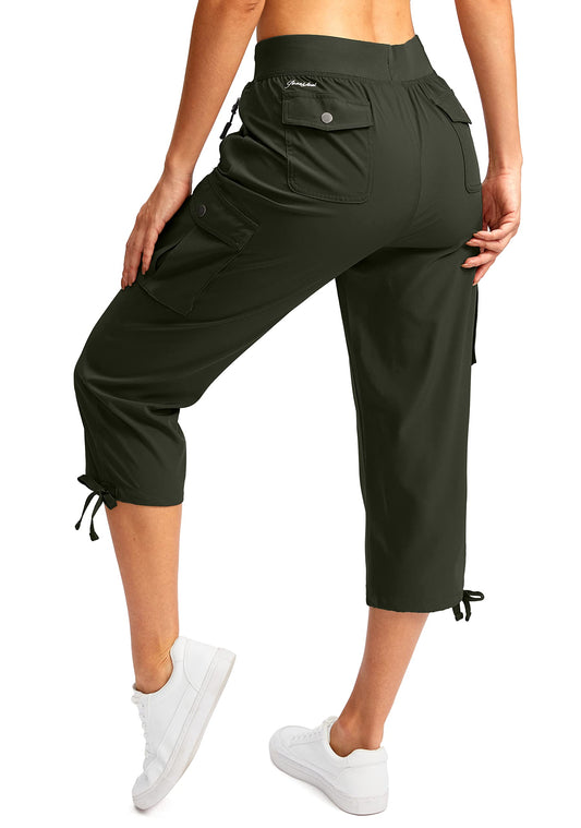 Soothfeel Women's Cargo Capris Pants with 6 Pockets Lightweight Quick Dry Travel Hiking Summer Pants for Women ...