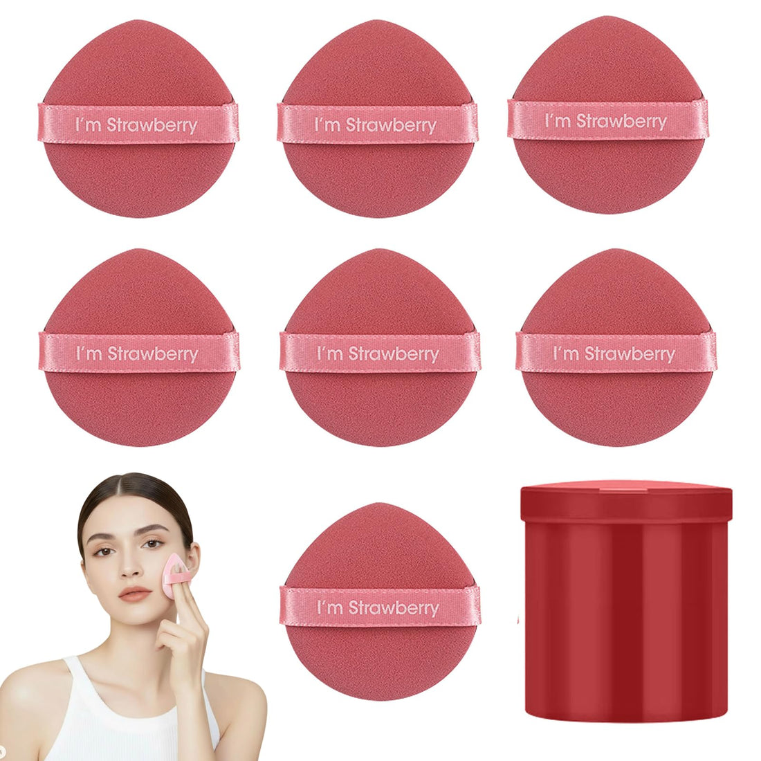 Strawberry Makeup Sponge Set: Travel Storage Hack Inside