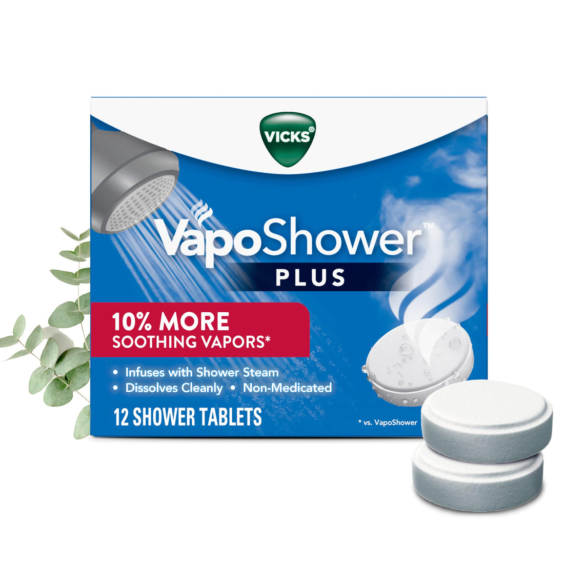 Vicks Steam Therapy Shower Products with Eucalyptus and Menthol Fragrance.