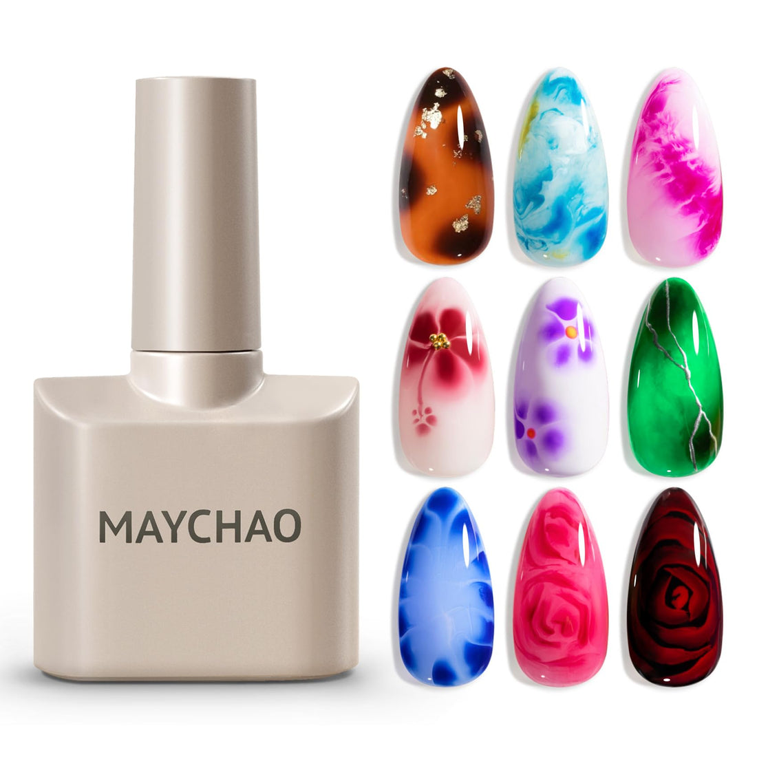 Clear Blooming Gel Nail Polish for Marble Floral Nail Art Design