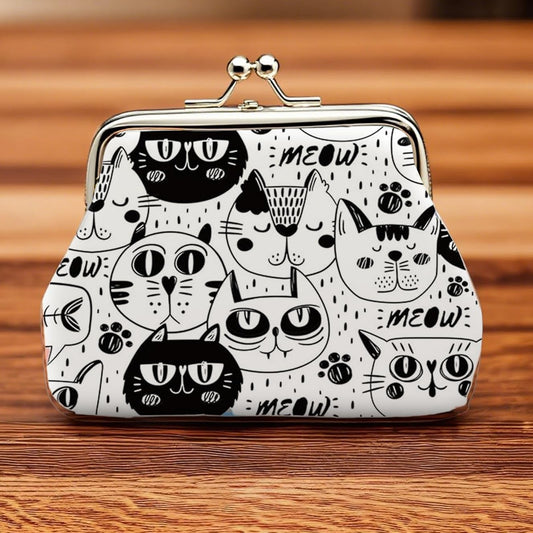 Leather Cat Coin Purse Bag