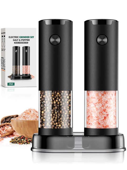 Upgraded Automatic Electric Salt and Pepper Grinder Set with Adjustable Coarseness