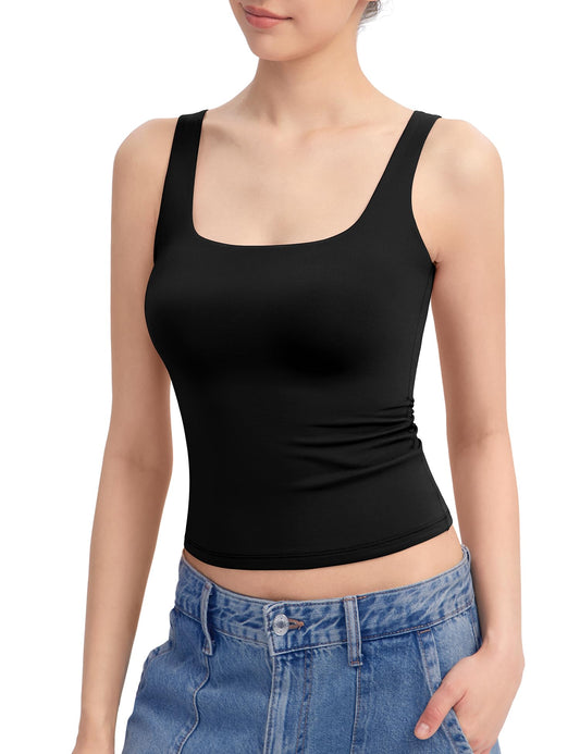 Elevate your style with PUMIEY's sleek, modern square-neck tank tops.