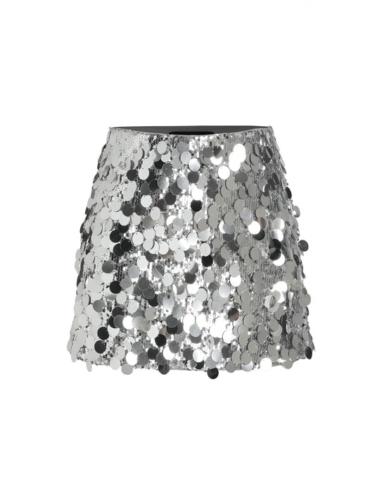 CIDER Sequin Mid Waist Mini Skirt
