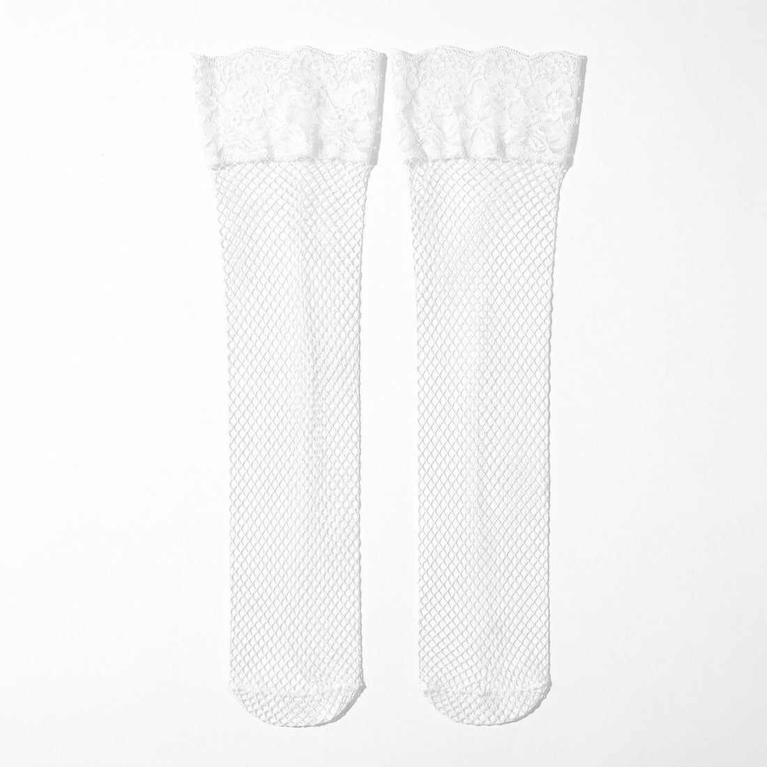White Thigh High Netted Stockings for Layering
