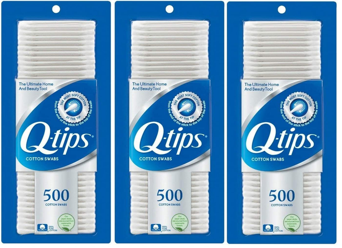 Q-tips Cotton Swabs, 500 Count (Pack of 3).