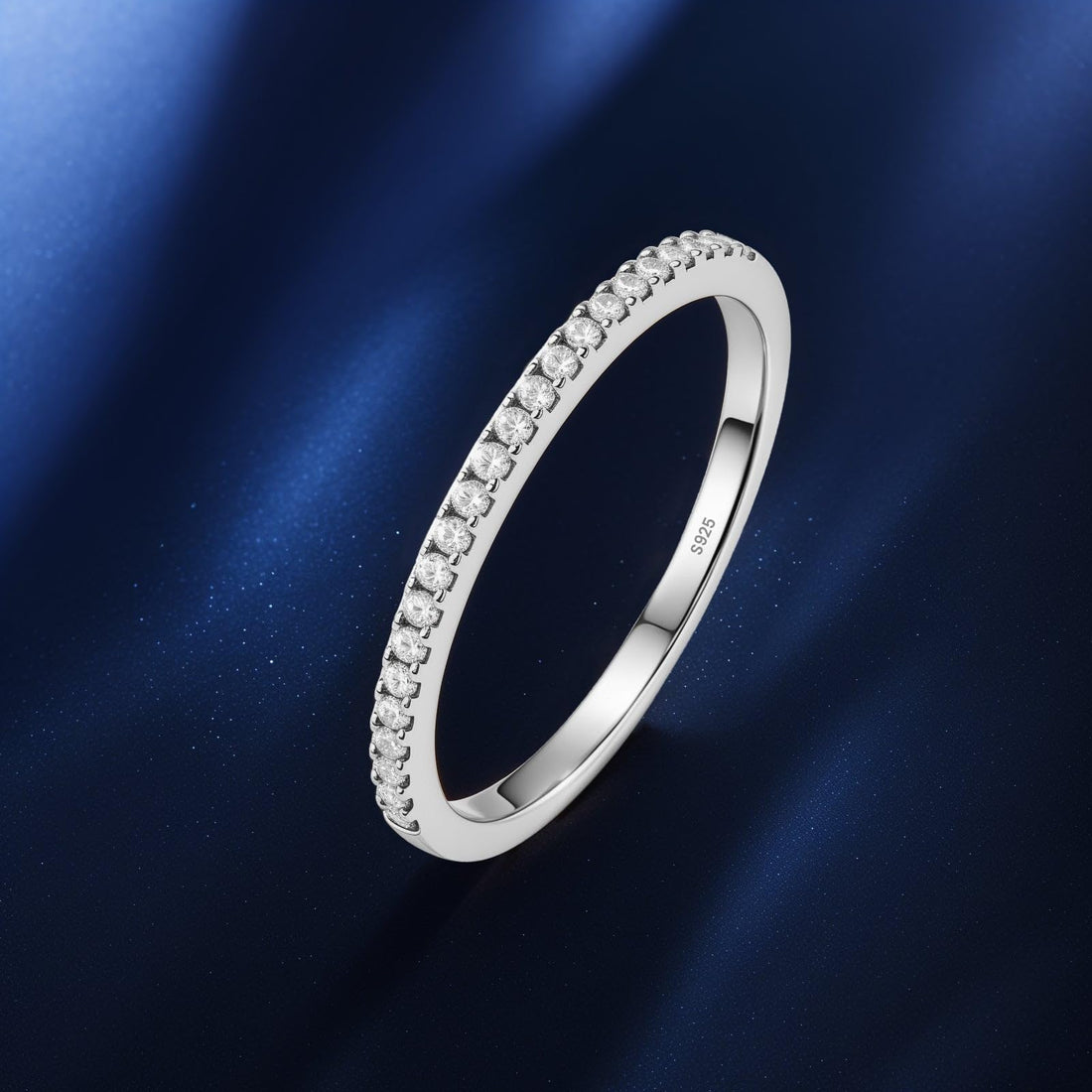 14K Gold Plated Sterling Silver Cubic Zirconia Stackable Eternity Rings for Women