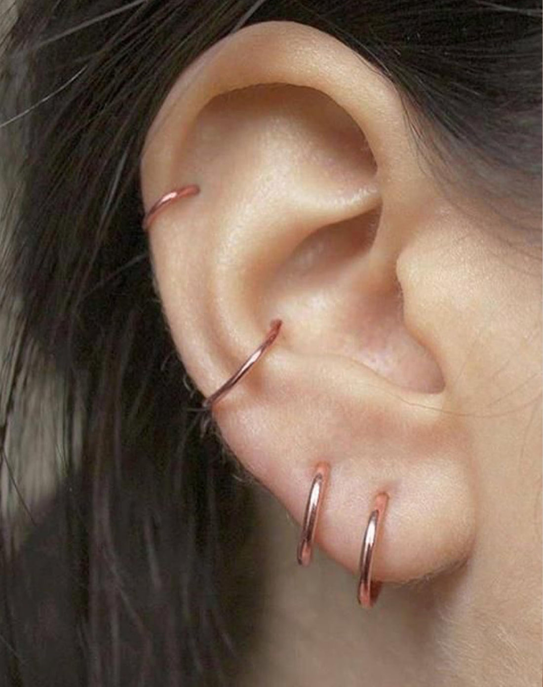 316L Steel Hinged Hoops: Piercing-Safe, Rose Gold Finish (1.6×8mm)