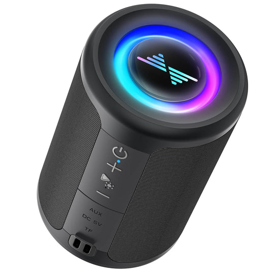 Portable Bluetooth Speaker with Lights and Stereo Sound