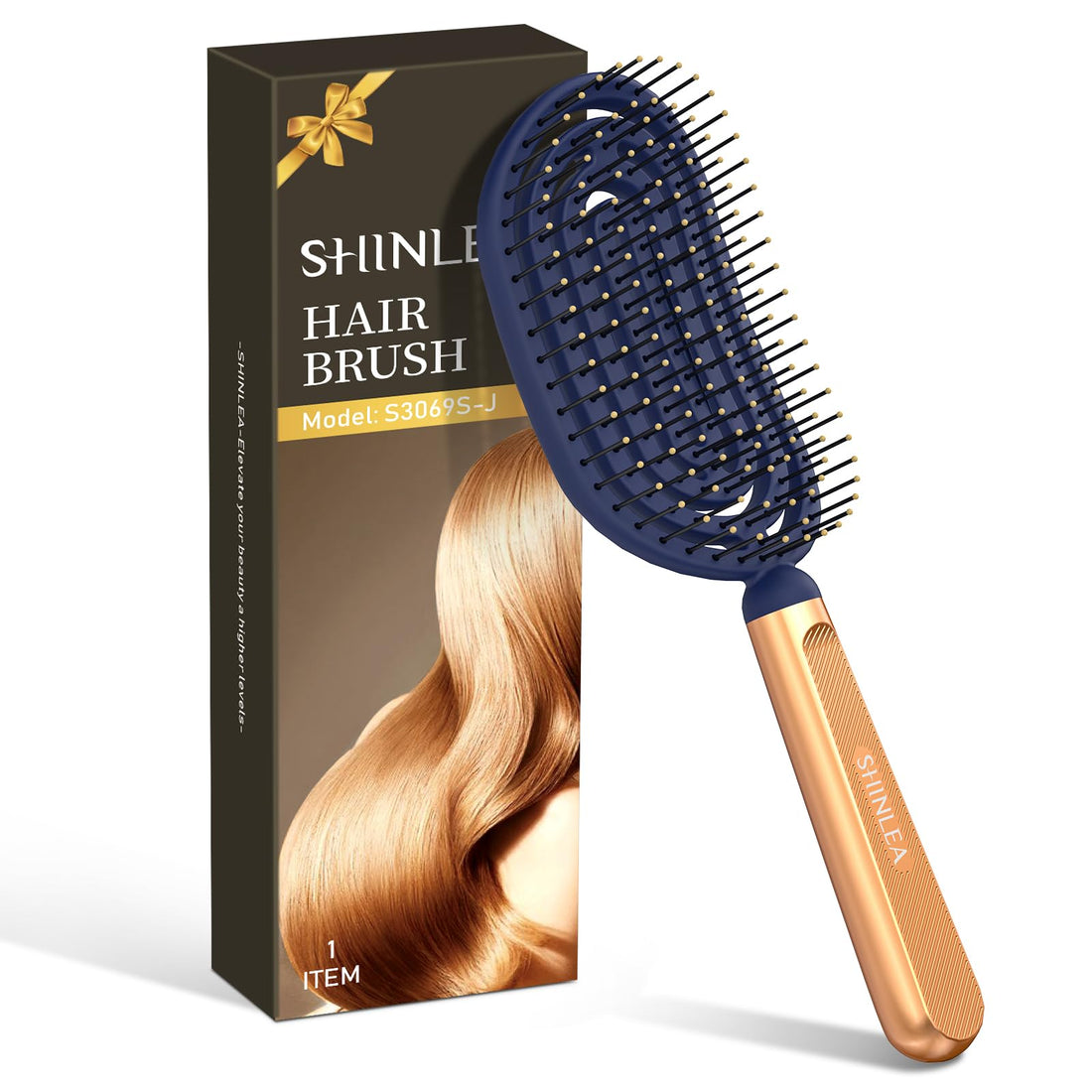 Luxurious Detangling Brush for Curly Hair with Spiral Ventilation System.