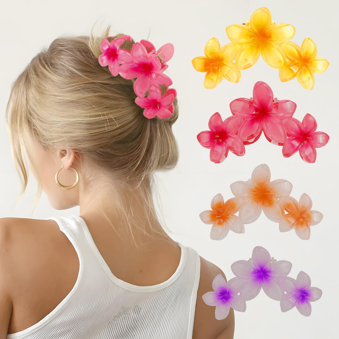Flower Hair Clips for Women with Thick or Thin Hair Strong hair clips with large, non-slip Hawaiia...