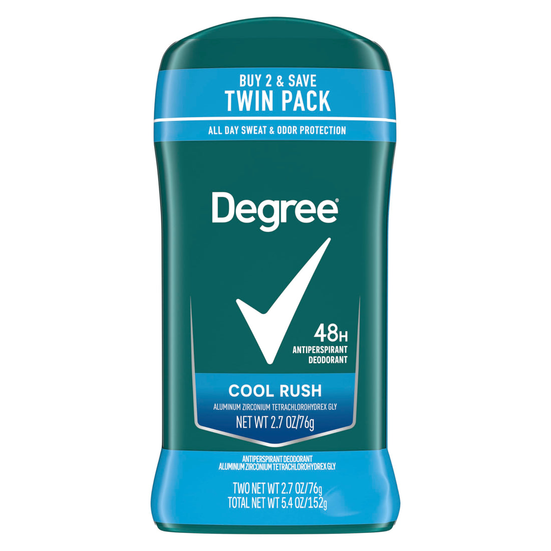 Degree Men Original Antiperspirant Deodorant Cool Rush Twin Pack 48-Hour Sweat ⁘ Odor Protection ...