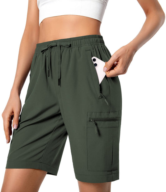 Women's Lightweight Hiking Cargo Shorts Quick Dry Athletic Shorts for Camping Travel Golf with Zipper Pockets Water ...