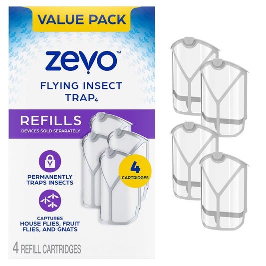 ZEVO Flying Insect Refills for Indoor Light Trap: 4 Light Trap Refill Cartridges Capture Fruit ...