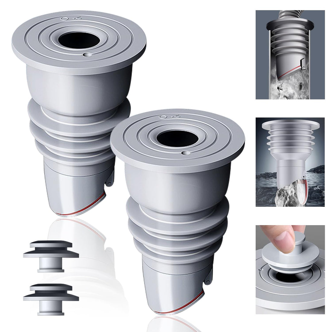 Universal Washing Machine Drain Hose Seal & Anti-Odor Floor Drain Plug Set