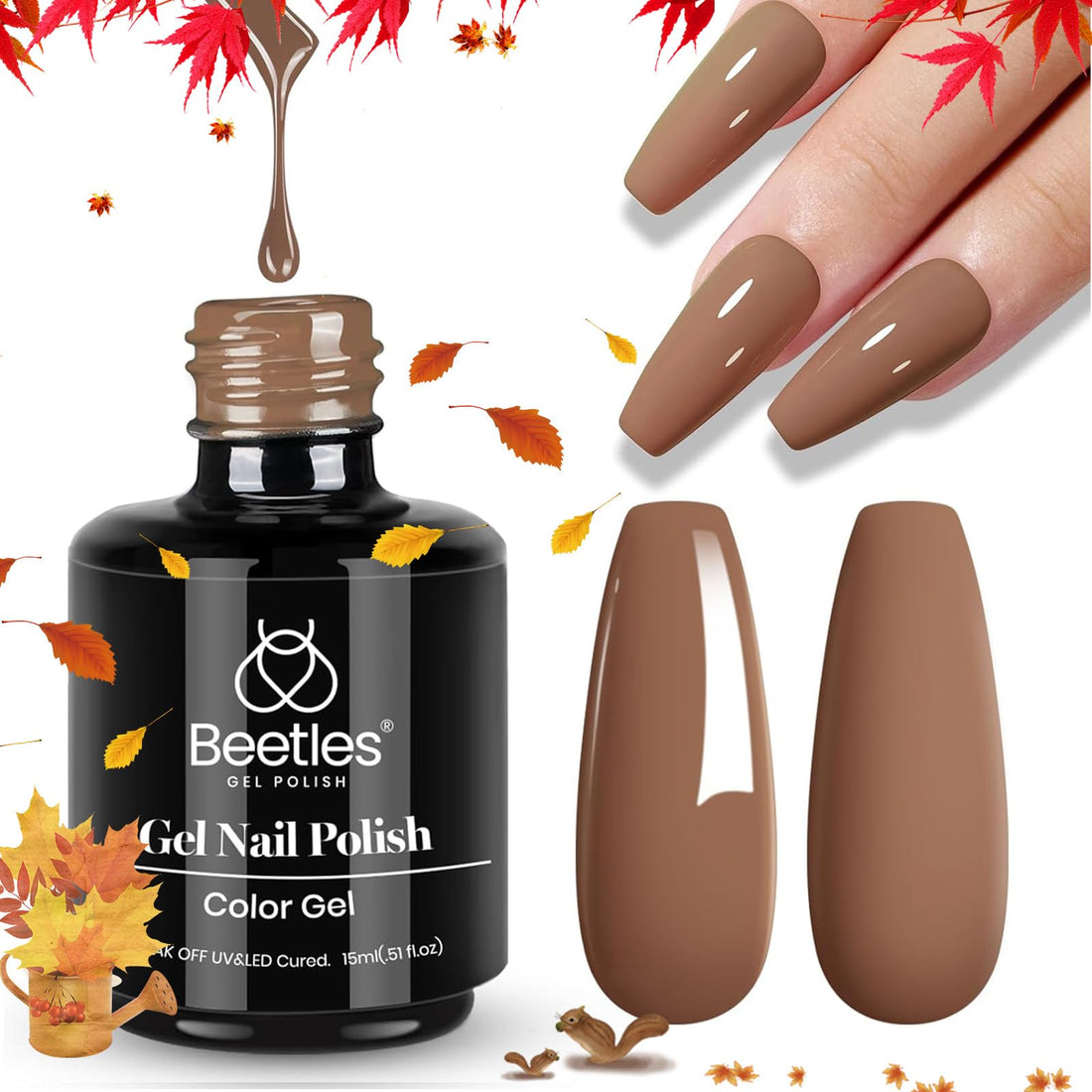 Beetles Gel Nail Polish, 1Pcs 15ml Beyonce Caramel Brown Color Soak Off Gel Polish Nail Art ...