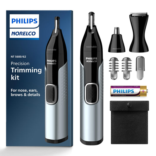 Philips Norelco Nose Trimmer 5000 for Nose, Ears, Eyebrows Trimming Kit, NT5600/62.