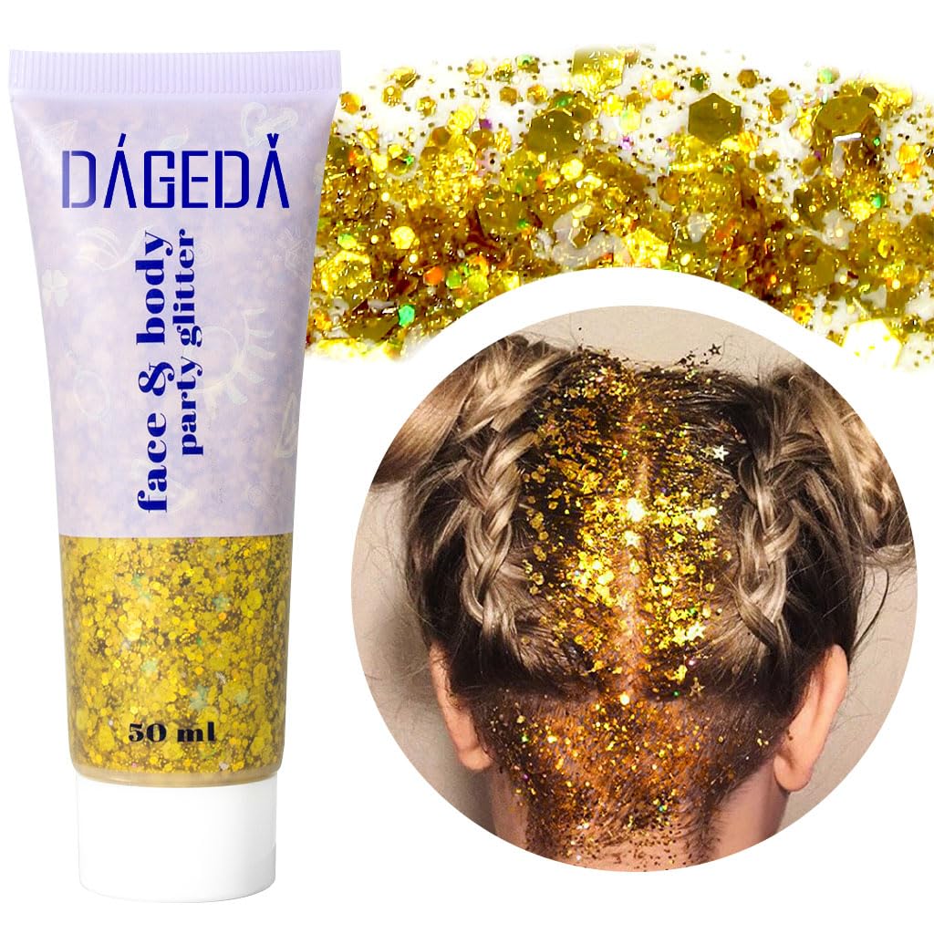 DAGEDA Holographic Body and Face Glitter Gel - Shimmer Liquid Eyeshadow & Cosmetic Glitter for ...