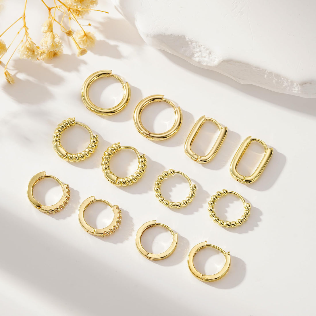 Gold Hoop Earrings Set for Women