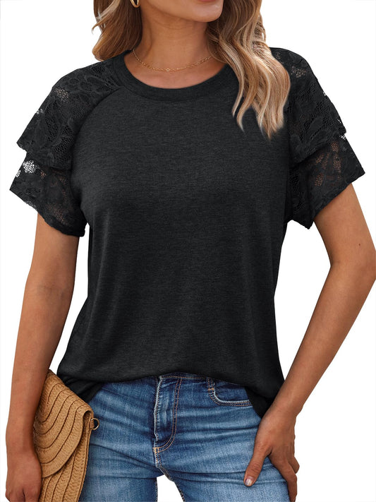 Women's Lace Blouse Top for Summer Casual Business Wear Occasion.