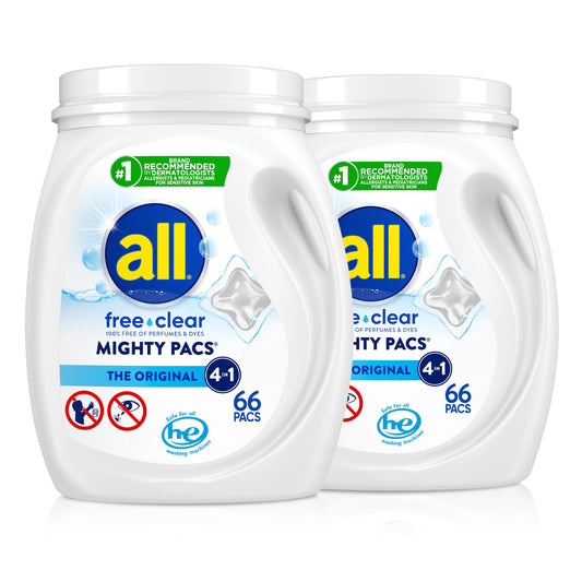 Unit Dose Laundry Detergent, Mighty Pacs, Free Clear