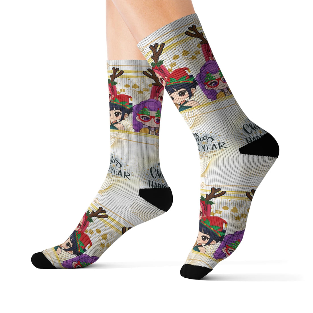 Pop Golden Christmas, Socks, k Fun, for everyone, Adults, Big Kids, trend Wear, Unique Accessories.