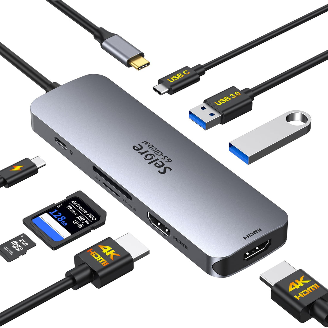 USB-C Docking Station with Dual HDMI and Multiple Ports