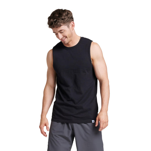 Russell Athletic Men's Dri-Power Cotton Blend Sleeveless Muscle Shirts, Moisture Wicking Odor Protection UPF 30+, Sizes ...