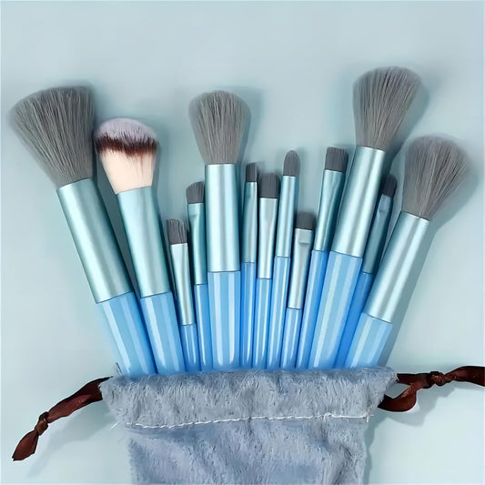 13 PCS Makeup Brush Set Kit - Blue