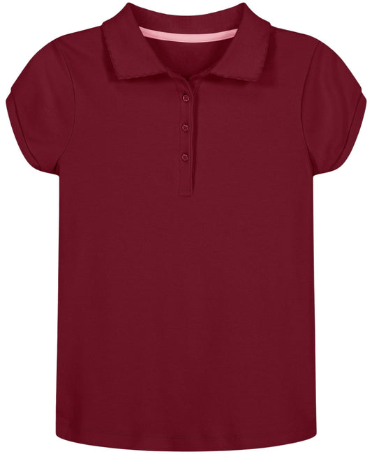 Nautica Girls' School Uniform Short Sleeve Polo Shirt, Button Closure, Soft Pique Fabric.