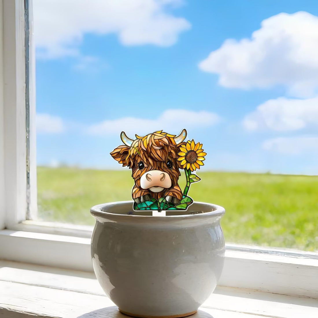 Highland Cattle Planter Stake Decoration