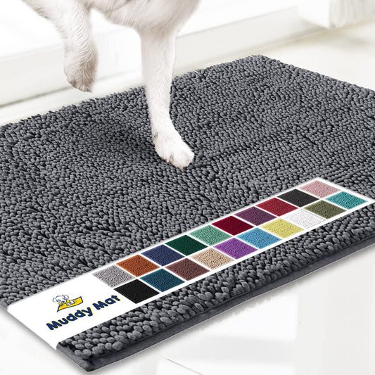 Super Absorbent Dog Mat for Muddy Paws, Non-Slip Washable Outdoor Rug.