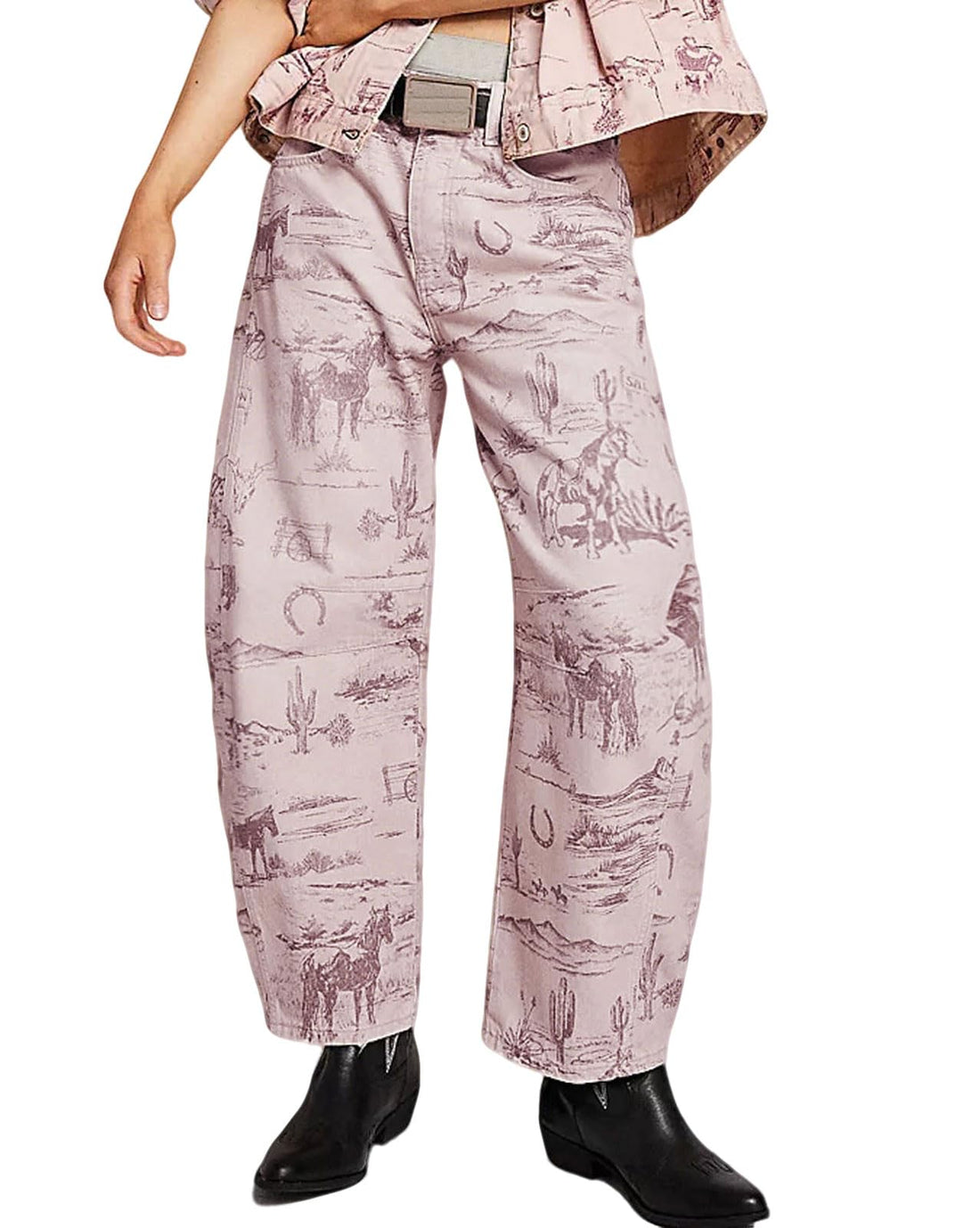 Floral Print Denim Pants for Women