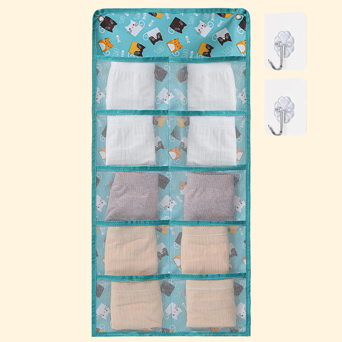 10-Compartment Wardrobe Hanging Storage Organizer Bag for Undergarments