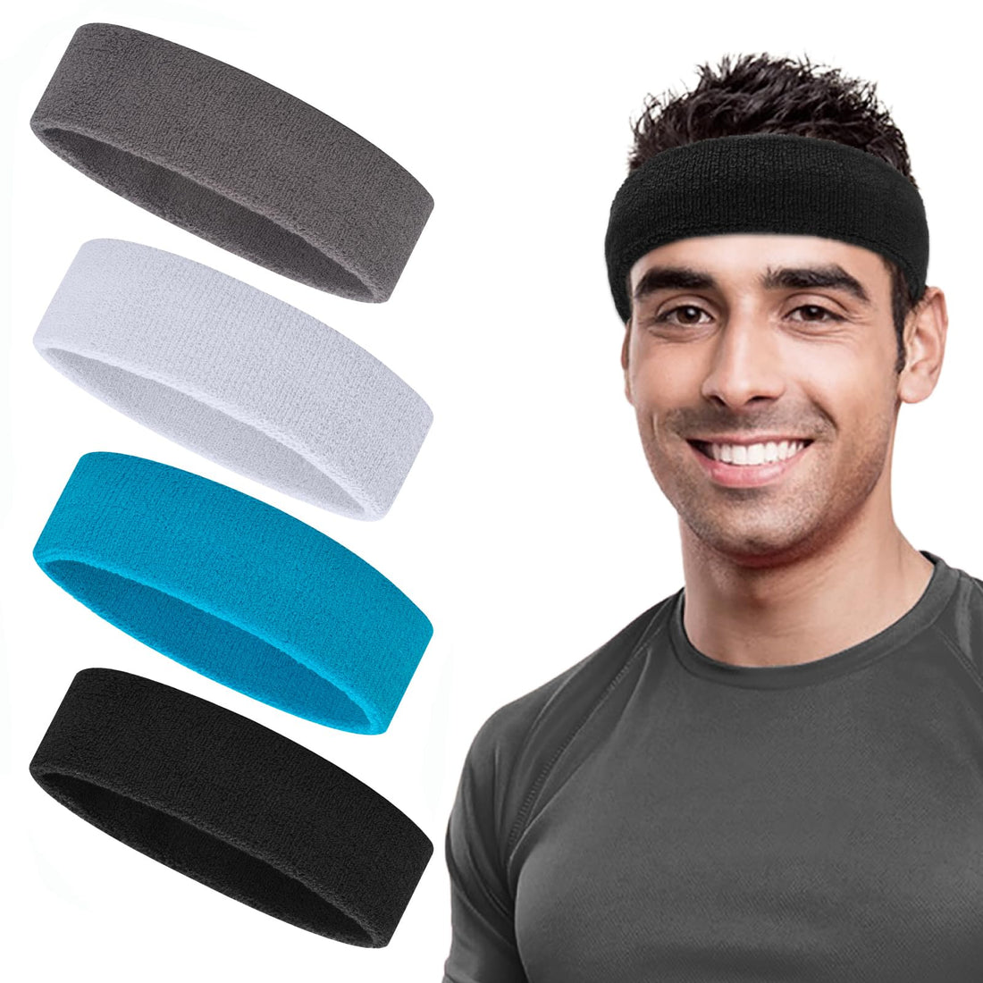 4-Pack of Moisture-Wicking Athletic Headbands for Active Men and Women