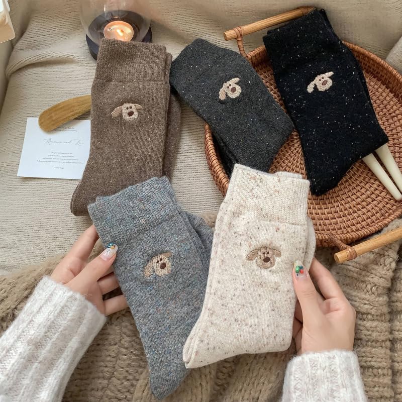 Warm Cartoon Bear Pattern Women's Socks Set