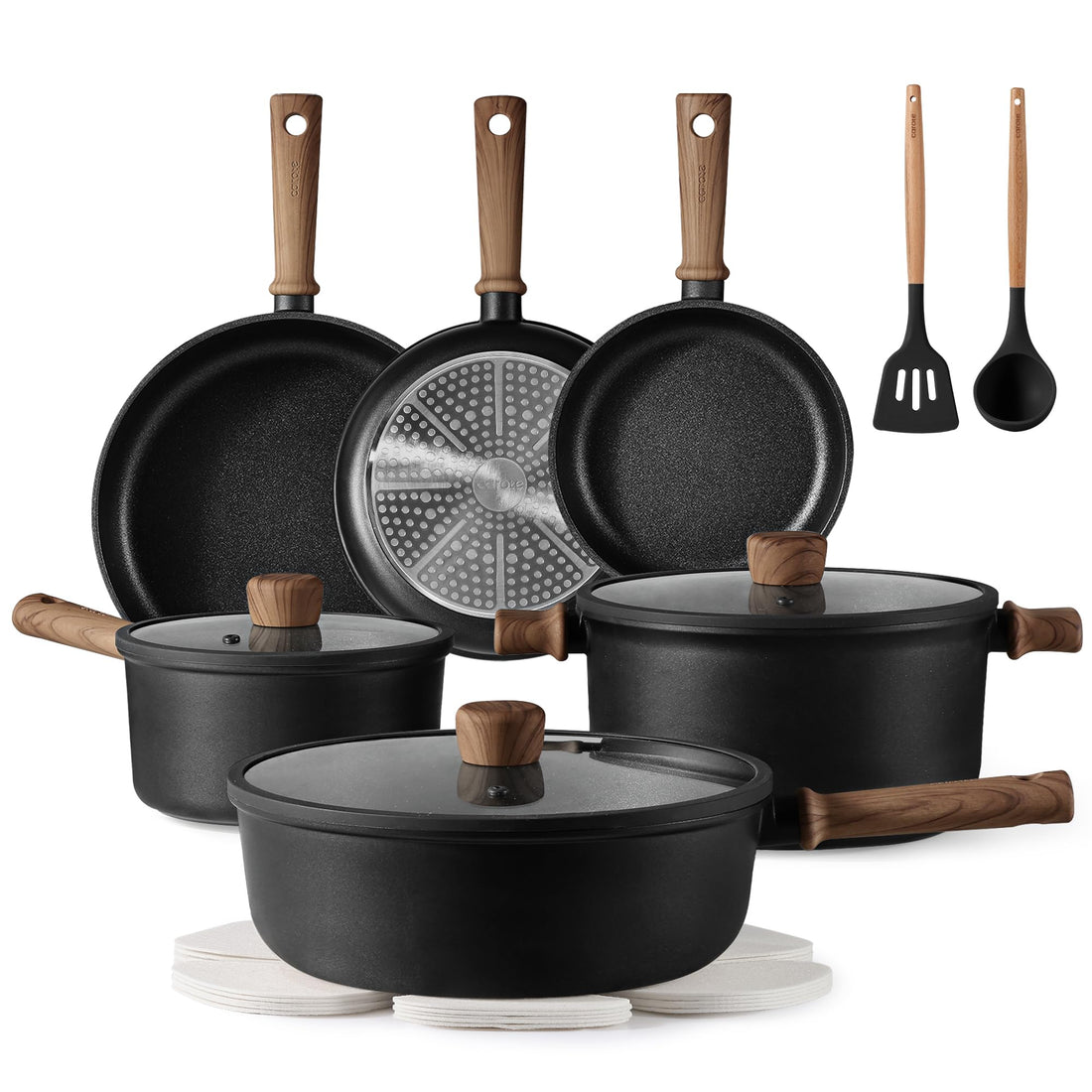 CAROTE 16-Piece Non-Stick Cookware Set for Easy Kitchen Cooking