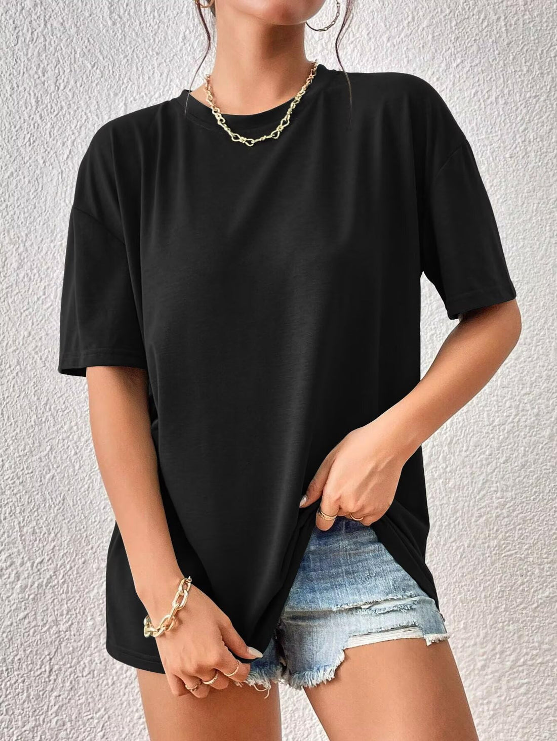 Black Casual Summer T-Shirts for Women