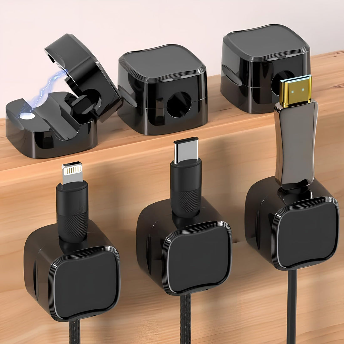 Organize Your Cords with Ease: 12-Pack Magnetic Desk Organizer