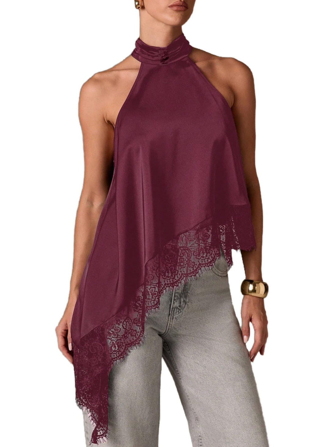 Women's Y2K Sleeveless Lace Top