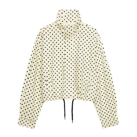 Women's Cropped Polka Dot Jacket with Pockets