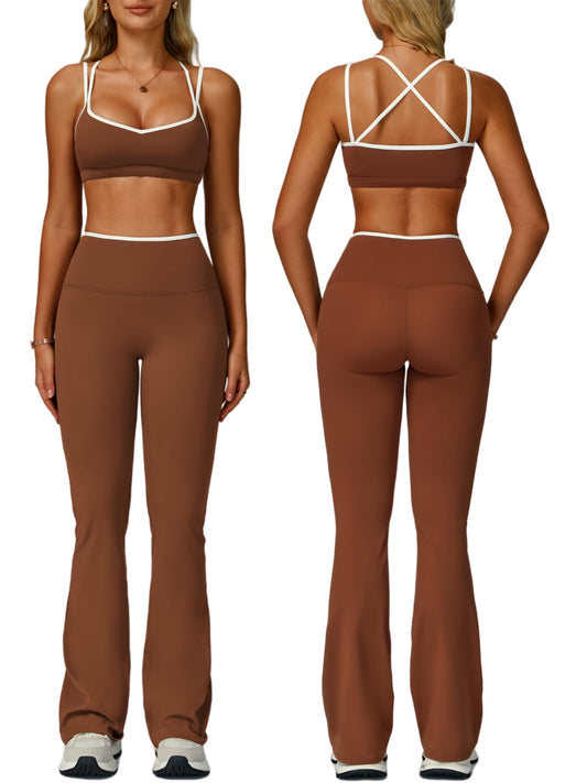 ABOCIW Color Block Workout Sets for Women - Sports Bra and Leggings Outfit