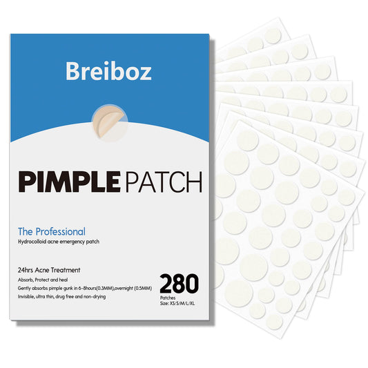 Breiboz Pimple Patches for Face, Hydrocolloid Ace Patches, Zit Patches for Day and Night Invisible with Tea Tree, ...