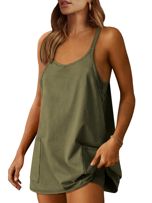 Versatile Women's Tennis Romper Dress for Active Summer Travel Wear.